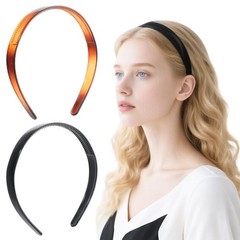 2 Pcs Plastic Headband, Waterproof Tortoise Shell Hairband With Teeth, Black Bro