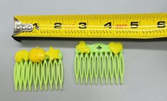 1970s Youth girls French Side Hair Combs small plastic with charms vintage