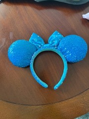 Blue Sequined Minnie Mouse Ears