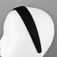 Black velvet headband soft velour hair band accessory 1.25″ wide plain classic