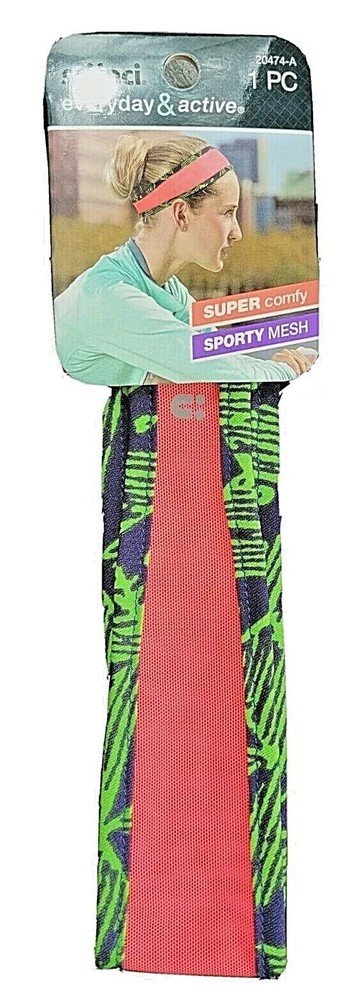 SCUNCI EVERYDAY & ACTIVE SPORTY TAPERED MESH NO SLIP HEADBAND 20474-A 1 PCS