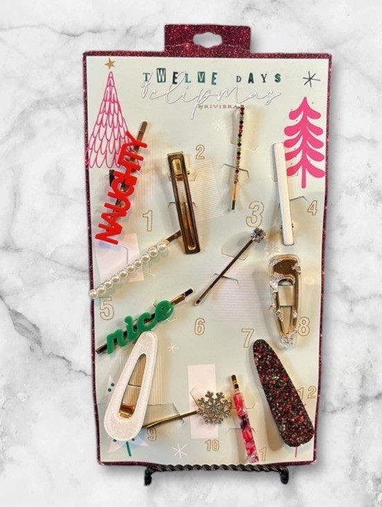 Riviera 12 Days Of Christmas 12 Piece Barrette Set Naughty, Nice, Multicolored