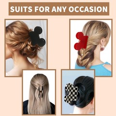BENOSPACE Hair Clip, 3Pcs Mouse Head Acrylic Claw Clips for Thin Red