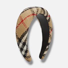 Burberry Women’s Beige Tweed Check Headband One Size.