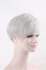 Pixie Cut Synthetic Short Gray Pixie Hair Cut Wig With Bangs Layered Wig Fashion