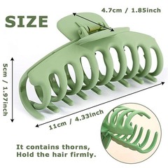 Large Nonslip Matte Hair Claw Clips 4.33″ 4 Pack Black, Pink, Khaki, Green
