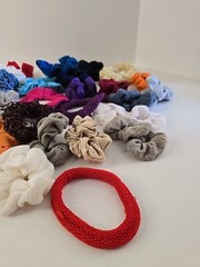VTG Hair Scrunchies Ties Variety Mixed Lot of 32 Y2K 90s Colors Pink Purple Blue