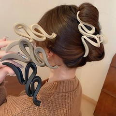 Fashion Korean Solid Color Acrylic Wave Hair Claws for Women Simple Hair Clip Hi