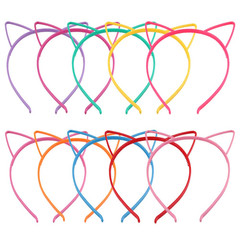 10 Pack Cat Ear Headbands Plastic Hair Accessories for Girls and Women