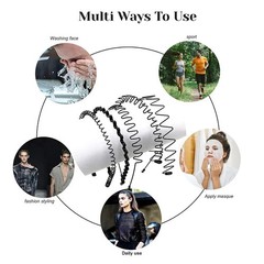 6/1pcs Unisex Black Metal Waved Hair Band Head Hoop Sports Hairband Accessories