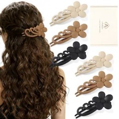 Flat Hair Clips for Women for Thin Thick Hair, Large Flower Flat Claw Clips