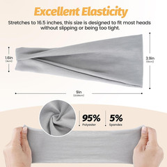 Headbands for Women – 6 Pack Wide Elastic Hair Bands | Stretchy Sweatbands Hair