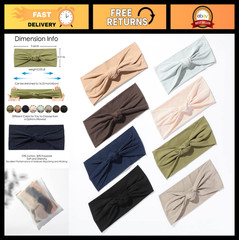 8 Pack Non-Slip Knotted Headbands for Women – Boho Wide Elastic Hair Wraps for Y