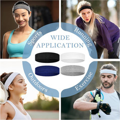4 Pack Sports Headbands Men Women Sweat Bands Cotton Terry Running Gym Workout