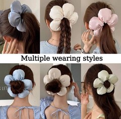 Blue Flower Hair Scrunchie For Teens & Kids Super Cute Hair Scrunchie Accessory