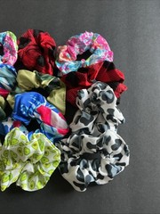 12pc Lot Hair Scrunchies Tween Floral Red Blue Pink Multicolor, Brand New