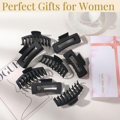 Black Hair Clips for Women -8 Pack 4.3 Inch Large 8 Count (Pack of 1),