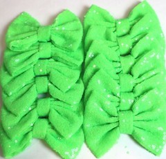 Set of 12 Large 5 inches Neon Green Sequin Bows,DIY Wholesale Bows/ NO CLIP
