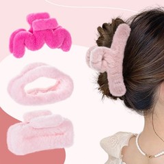 Yonchic 4-Piece Faux Fur Hair Accessories, 4 Count (Pack of 1), Pink