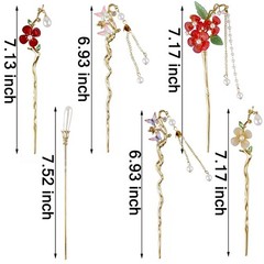 6Pcs Chinese Hair Sticks Butterfly Flower Hair Pins for Women Decorative Hairpin