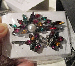 AVON Stained Glass Bloom Hair Pin Set Marquise-cut Glass Stones Set in Hematite