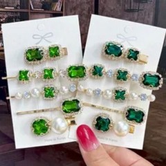 Shiny Crystal Pearl Barrettes – Waterdrop Hair Clip Geometric Hairgrips Headwear