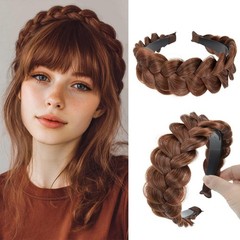 Wide Braided Headbands Hair Piece for Women Synthetic Hair Hoops Head Bands