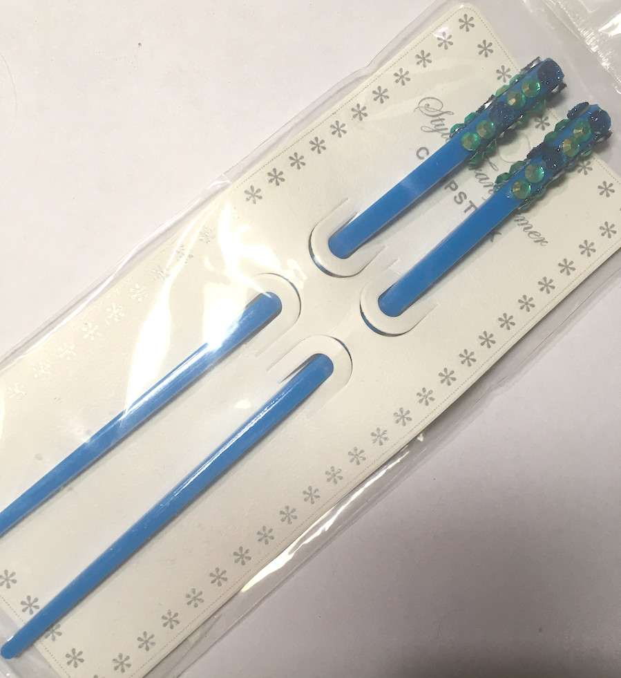 7″ Acrylic Blue Pair of Hair sticks Plastic