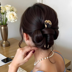 6 Pcs Tortoise Shell French Hair Pins U-Shaped Acetate Bun Sticks for Women