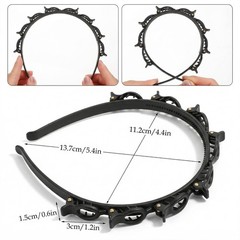 Hpmjz 2 Pcs Headband with Clips Bangs Hairstyle 1 Count (Pack of 2), Black