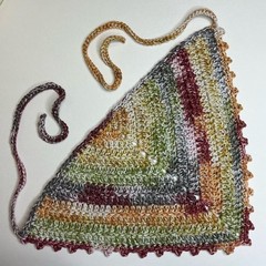 Multicolor Crochet Triangle Bandanna Headscarf Handcrafted Handmade Cotton Knit
