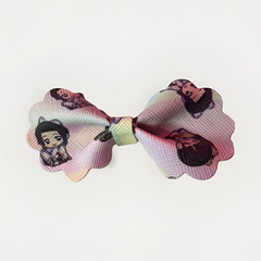 Multicolor Cartoon Print Bow Hair Clip Alligator Clip Fabric Metal Women Teens