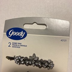 Goody 2 Bobby Pin Slides 2” Blue/White “Jeweled” Flowery 2004 New (2 Diff.) G69