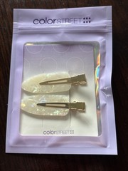 Color Street White & Gold Creaseless Hair Clips NEW Exclusive HTF