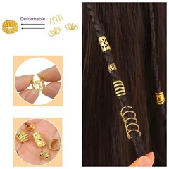 110 Pcs Gold Hair Jewelry for Braids and Dreadlocks – Metal Rings, Cuffs, Clips