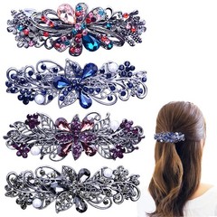 4 PCS Hair Barrettes for Women Ladies, Flower Crystal Rhinestones Barrette Pe…