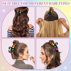 Yuxung 6 Pcs Rainbow Heart Hair Clip Claw Clips 1 Count (Pack of 6), rainbow