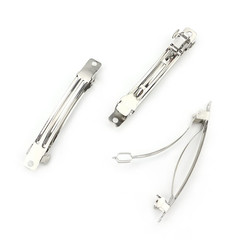 Iron French Barrette Hair Clips 80mm Silver Tone Pack of 50 for DIY Craft Bows