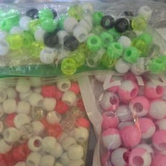 Glossy Multicolor Plastic Round Hair Beads Lot, Assorted Mixed Colors