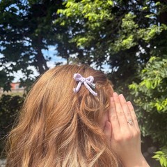 Handmade Crochet Ribbon Bow Hair Clips 🌸 Coquette Mismatched Set (Pair)