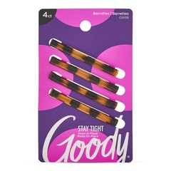 Stay Tight Hair Barrettes, 4 Ct, Mock Tort, SlideProof Flat Clips, Comfortable