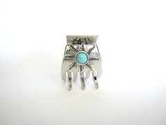 Small/medium turquoise blue silver sun metal native tribal hair claw clip