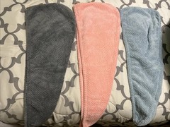 Set of 3 Women’s Hair Wraps for Wet Hair In Gray Pink And Blue Good Condition