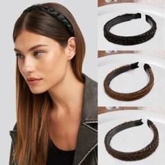 US Braided Plaited Headband Hair Head Clip In Hair Extensions As Human Woman B3