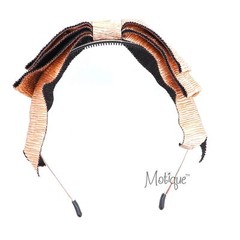 Motique Accessories Thin Ribbed Layered Bow Headband For Women and Girls-Rose