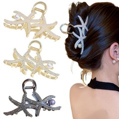 3pcs Crystal Rhinestone Pearl Double 1 Count (Pack of 3), Starfish