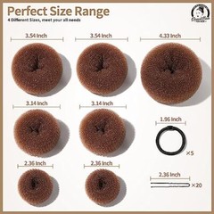 Hair Bun Maker, Bun Donuts for Buns, 7pcs, Light Brown D-Light Brown