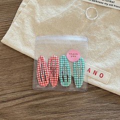 4pcs Academia Hair Clips for Children Cute Polka Dot & Plaid BB Clips Y2K School