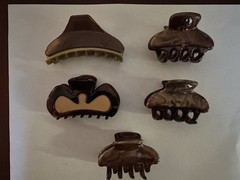 Vintage Tortoise Shell Hair Claw Clips Lot Of 5 Mixed Shapes Brown Acetate