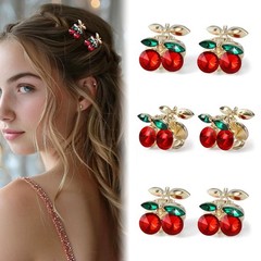 6pcs Small Cherry Hair Clip for Women Cute Mini 1 Count (Pack of 6),